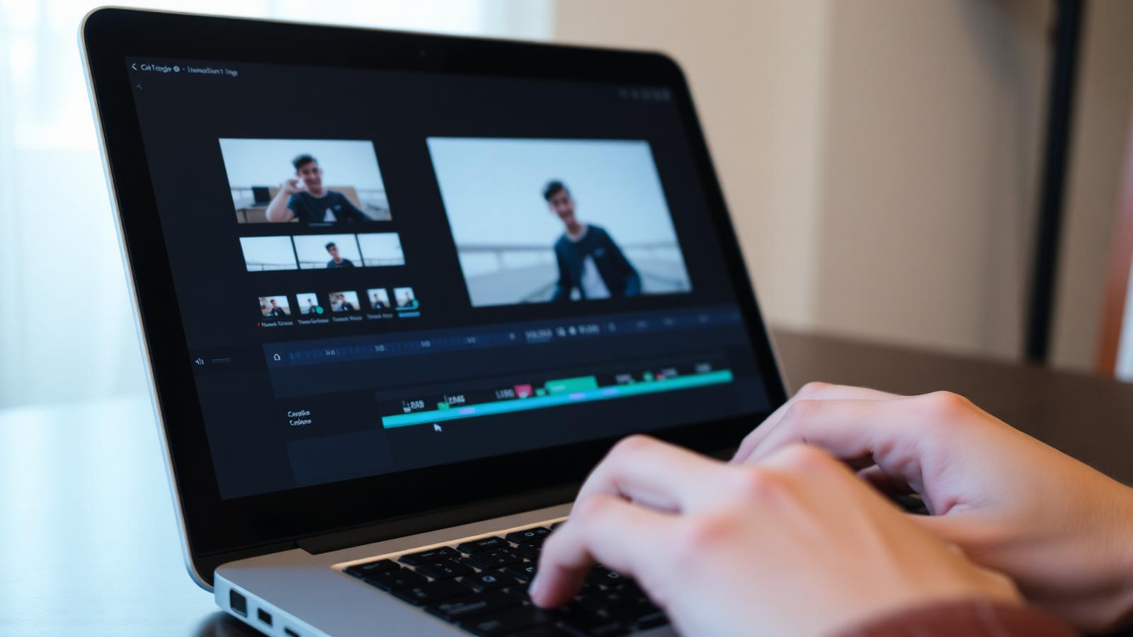 Nahaufnahme: Clipper schneidet ein vertikales Short-Form-Video mit Captions
